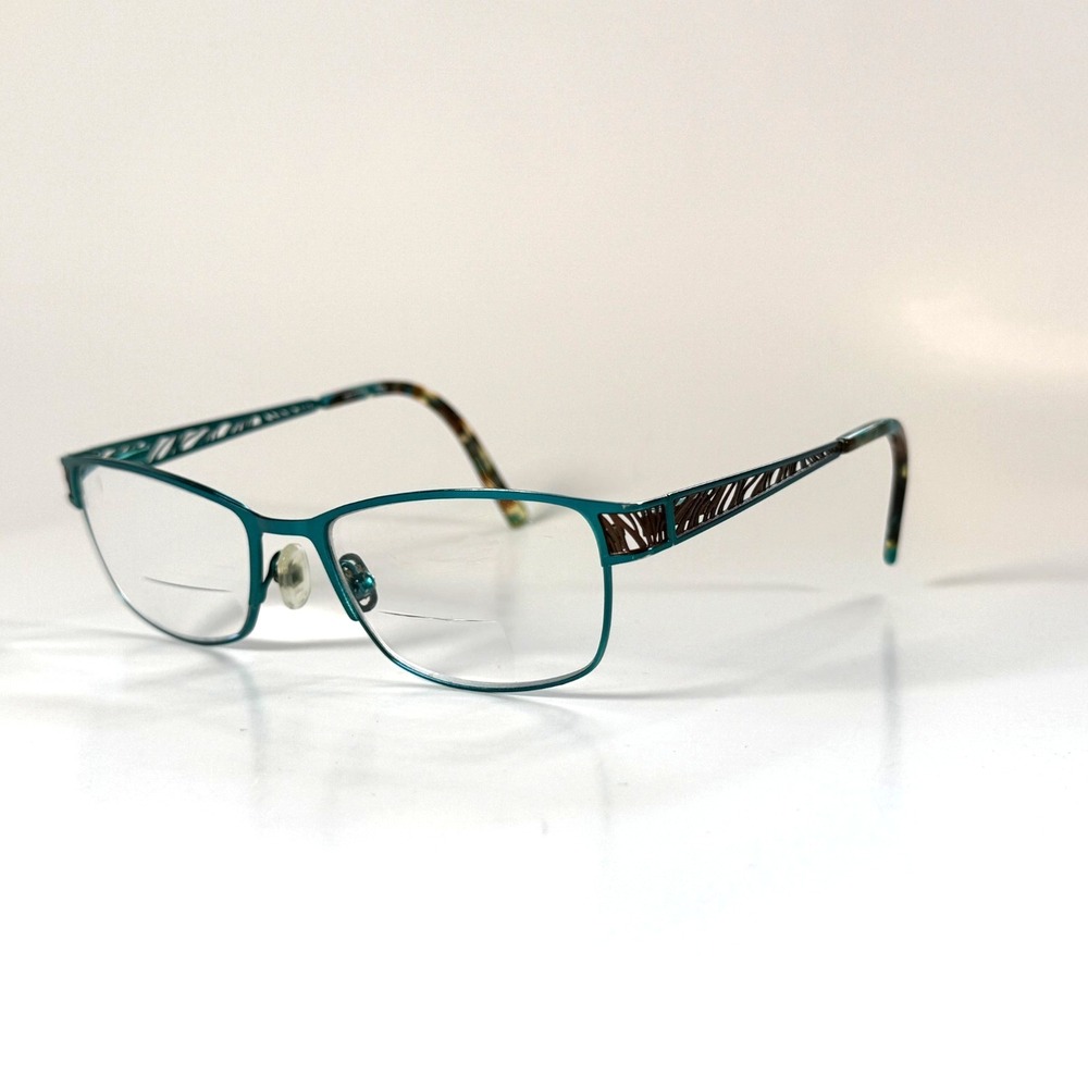 Karen Kane Kokia‎ Eyeglasses Frames Only 53-17-135 Teal Metal Womens Full Rim